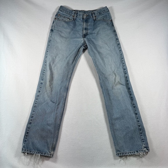 Levis Jeans Mens 34x32 Blue 505 Straight Leg High Rise Light Wash - Picture 1 of 15